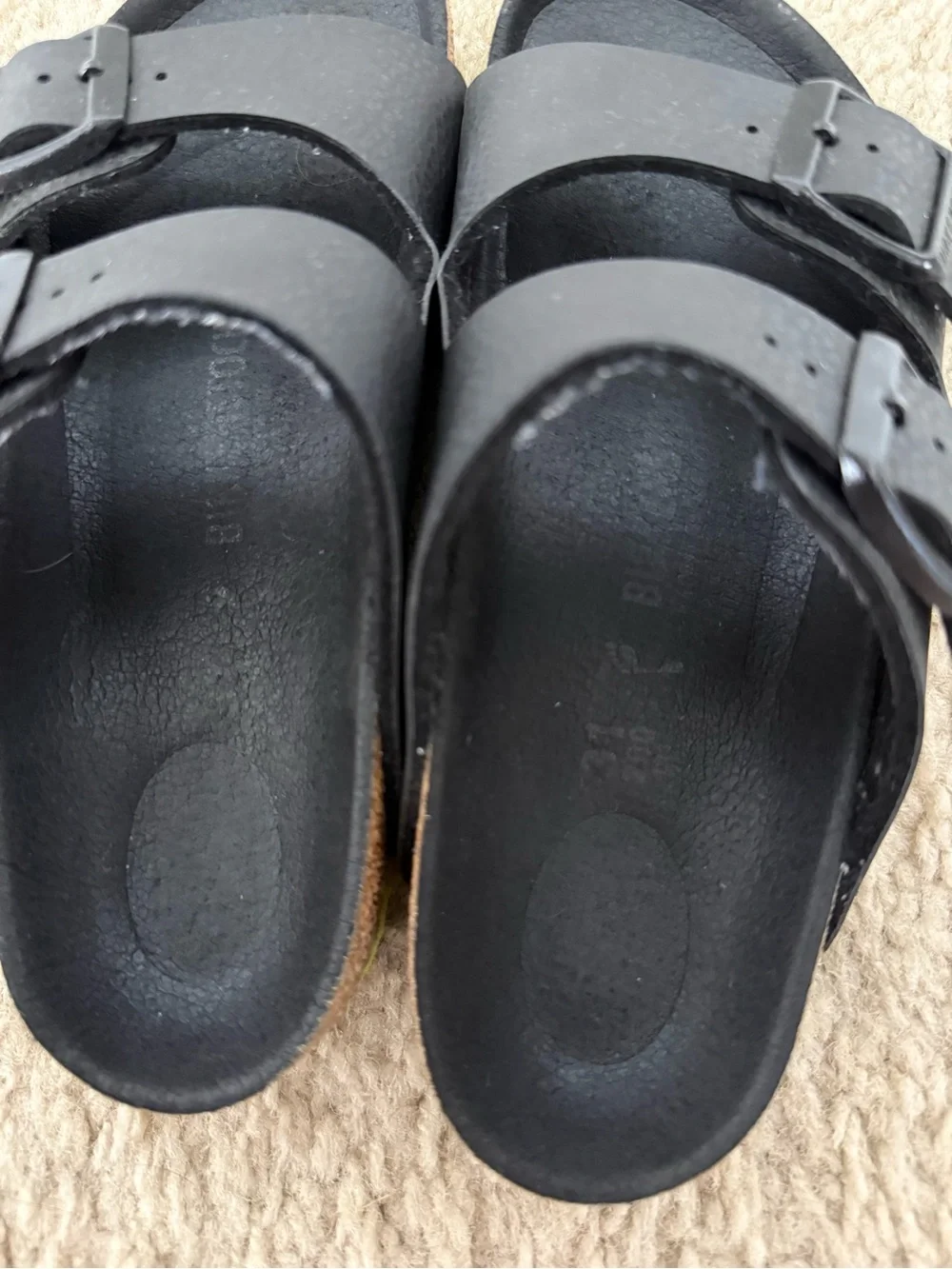 Birkenstock Kids Black Sandals with Lime Trim